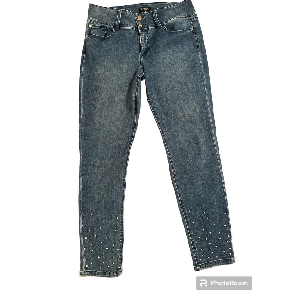 THALIA Sodi Faux Pearl Ankle  Skinny Jeans - Picture 3 of 12